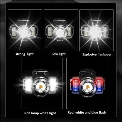 LED Sensor Headlamp Rechargeable Camping Light