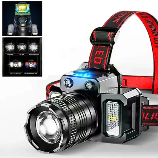 LED Sensor Headlamp Rechargeable Camping Light